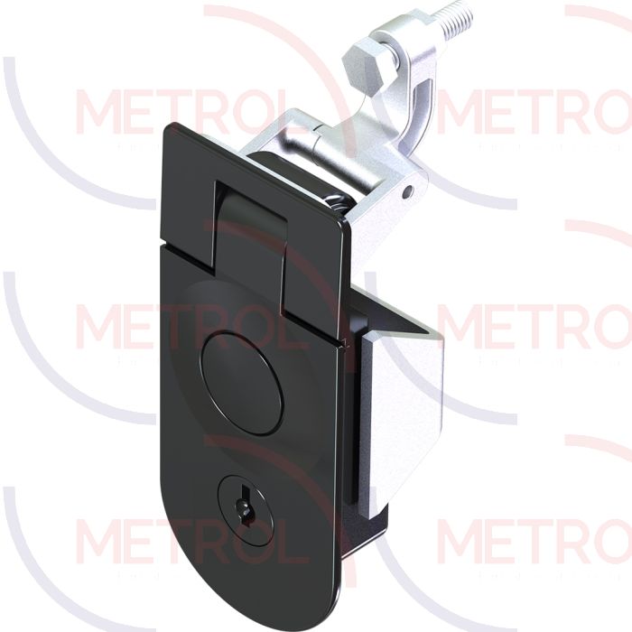 1245-3 Key CH751 Locking Black Powder Coated Lever Latch, 14-29mm Grip Range, 21-31mm Panel Thickness