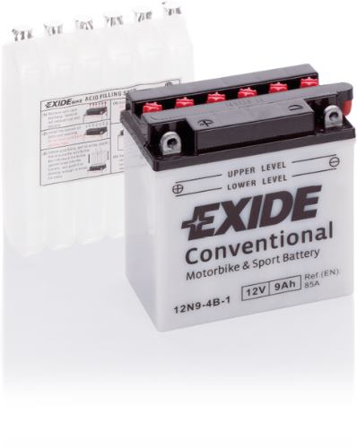 EXIDE - 12N9-4B-1 - Motorcycle Battery -12V 9Ah