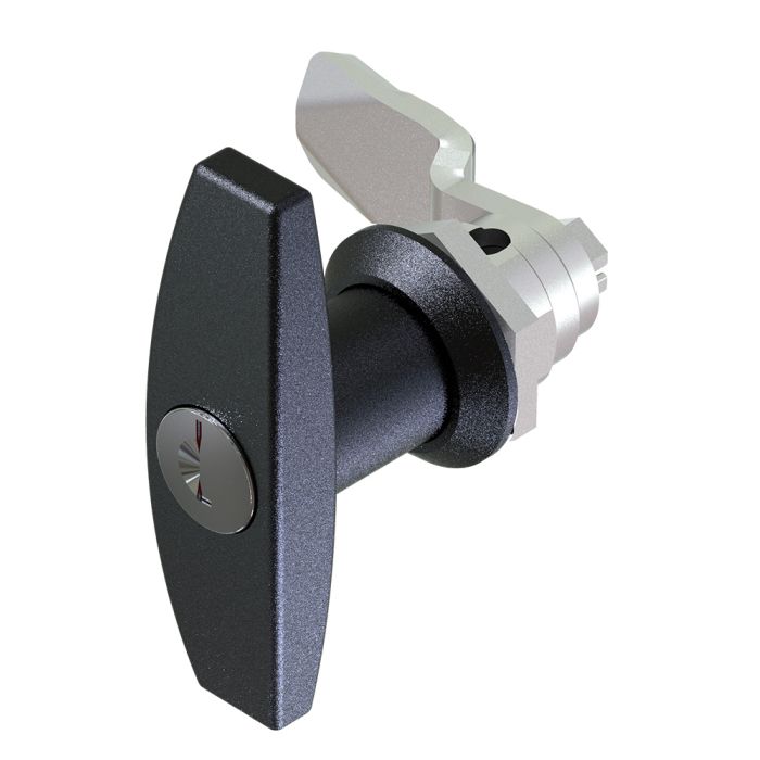 1301 Key Locking 333 T Handle Lock with 18mm Grip Height Black Powder Coated