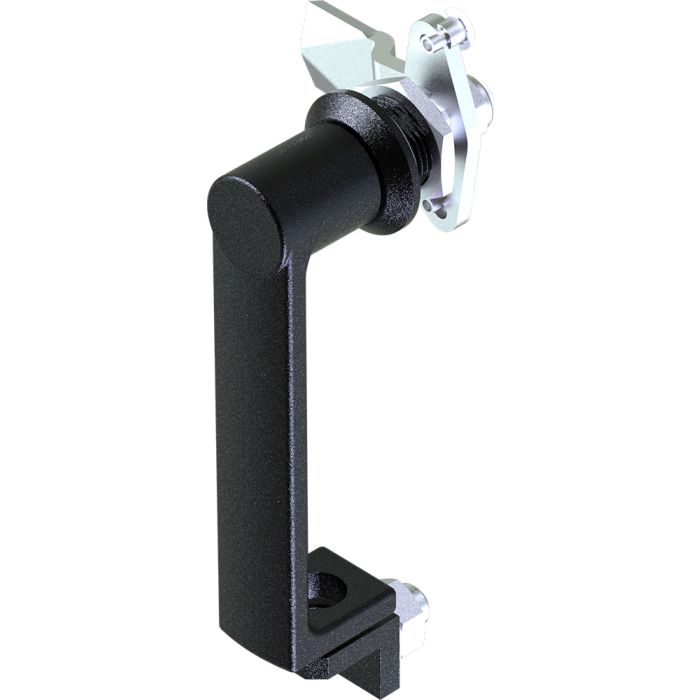1324 Non Locking Padlockable L Handle with 18mm Grip Height Black Powder Coated