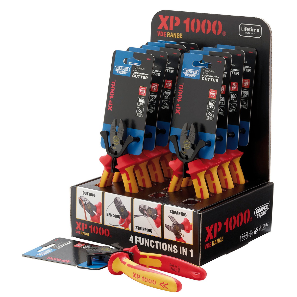Draper 13613 XP1000® VDE 4-in-1 Combination Cutters Display 10pc