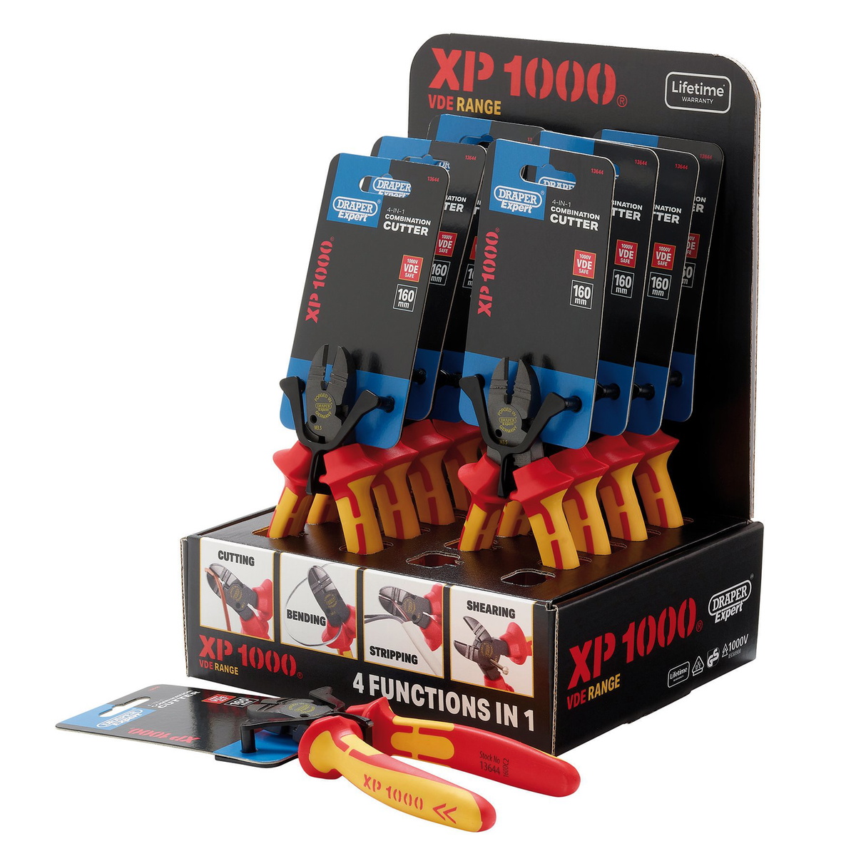 Draper 13614 XP1000® VDE 160mm 4-in-1 Combination Cutters Display