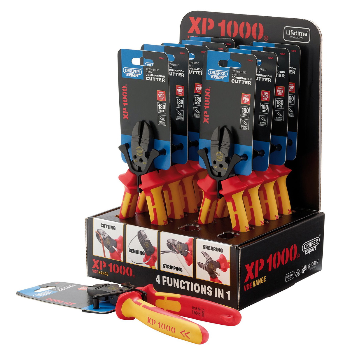 Draper 13616 XP1000® VDE 4-in-1 Combination Cutters Display 10pc