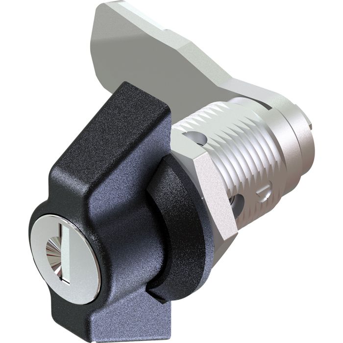 1402-30 KEY333 Locking Quarter Turn Lock with Wing Handle Black Textured Powder Coated and 30mm Barrel