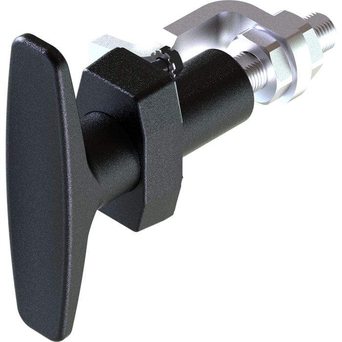 1409 Non Locking T Handle Compression Latch with 35.3-51mm Adjustable Grip Black Powder Coated
