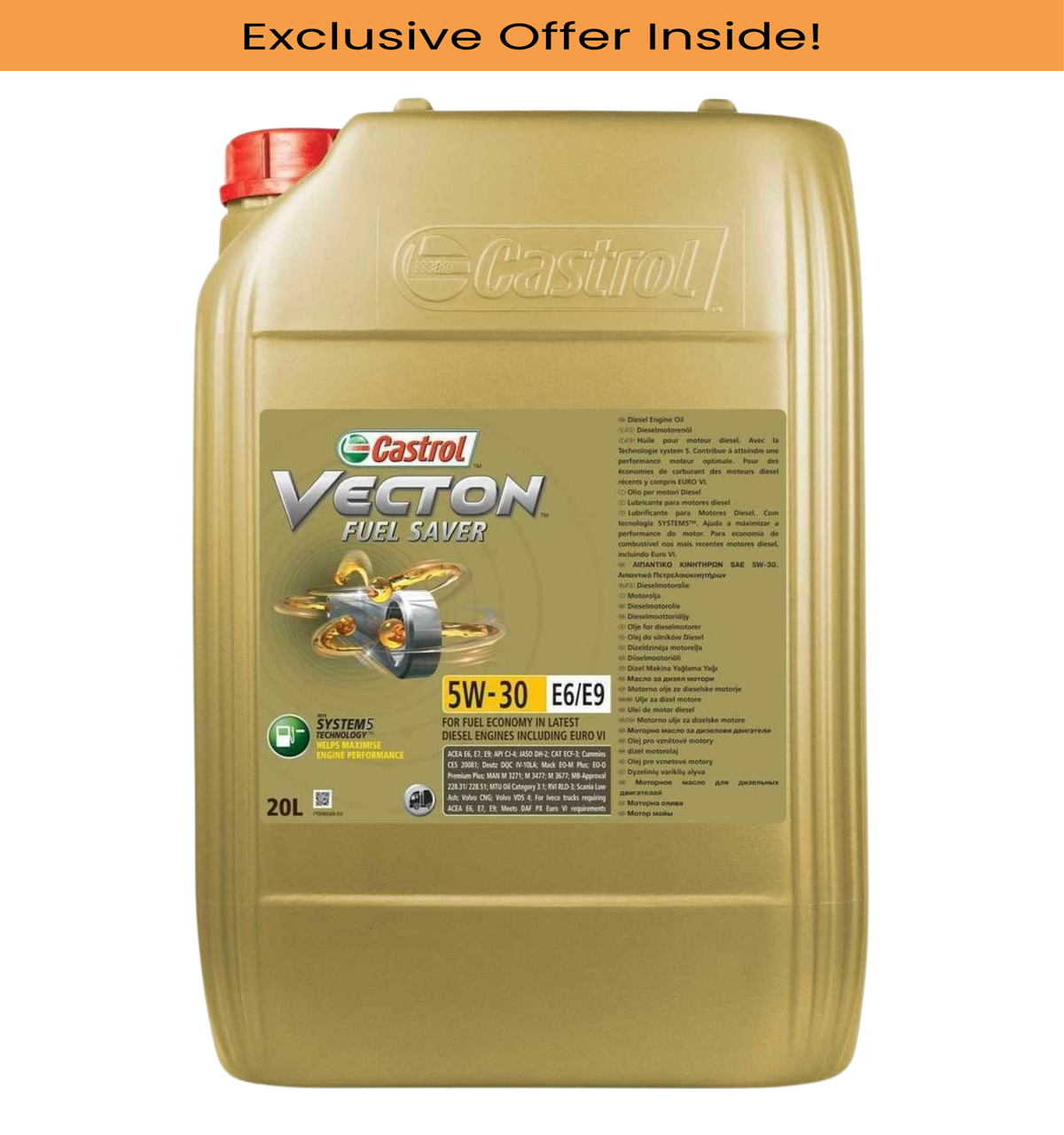 Castrol - Vecton Fuel Saver 5W-30 E6/E9, HD Engine Oil - 20 Litre