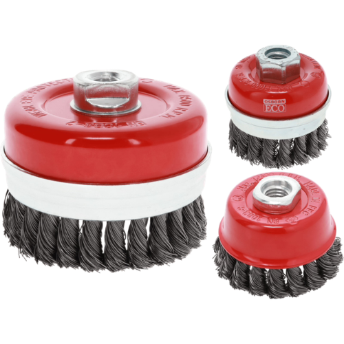 Osborn Cup Brush 65mm M14 - Knotted Steel Wire 0.50mm, 12,500 RPM