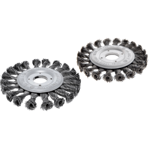 Osborn Wheel Brush 115mm Bore 22.2mm - Knotted Steel Wire 0.50mm, 12,500 RPM