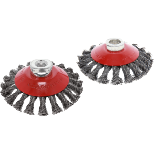 Osborn Bevel Brush 115mm M14 - Knotted Steel Wire 0.50mm, 12,500 RPM