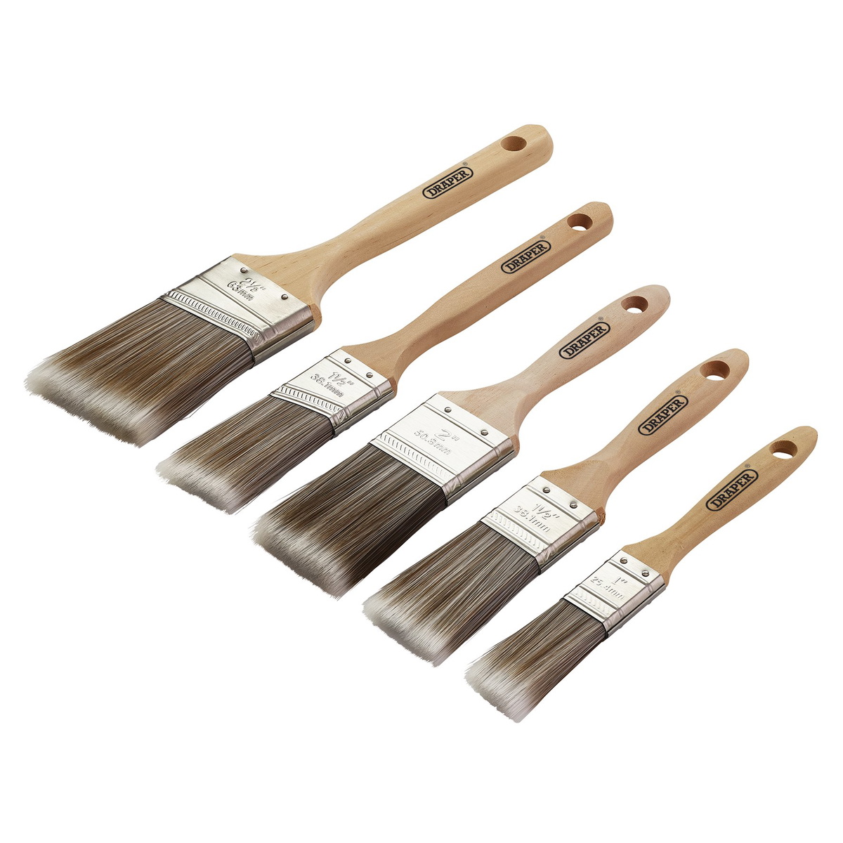 Draper 20445 Wood Handle Paint Brush Set 5 Piece