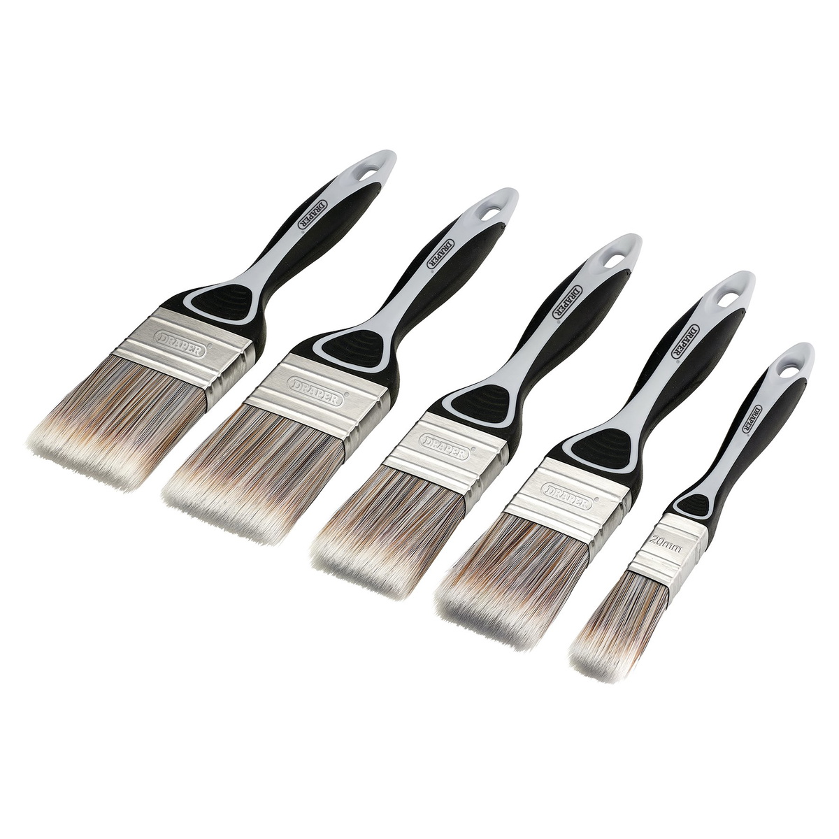 Draper 20618 Soft Grip Flat Paint Brush Set 5 Piece
