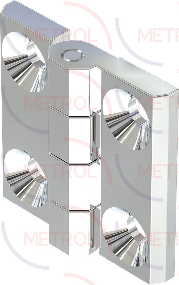 2101-400 Screw On Hinge 40x40mm 5.3mm Holes Bright Chrome
