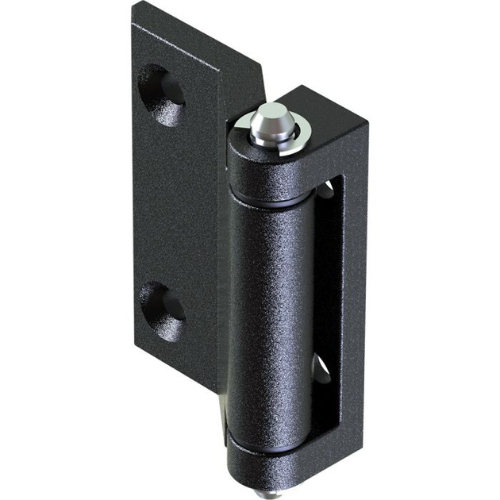 Screw On Hinge with 5mm Through Holes, Black Texture Powder Coated Finish, Hinge Height +10mm, Metrol - 2123-04-20