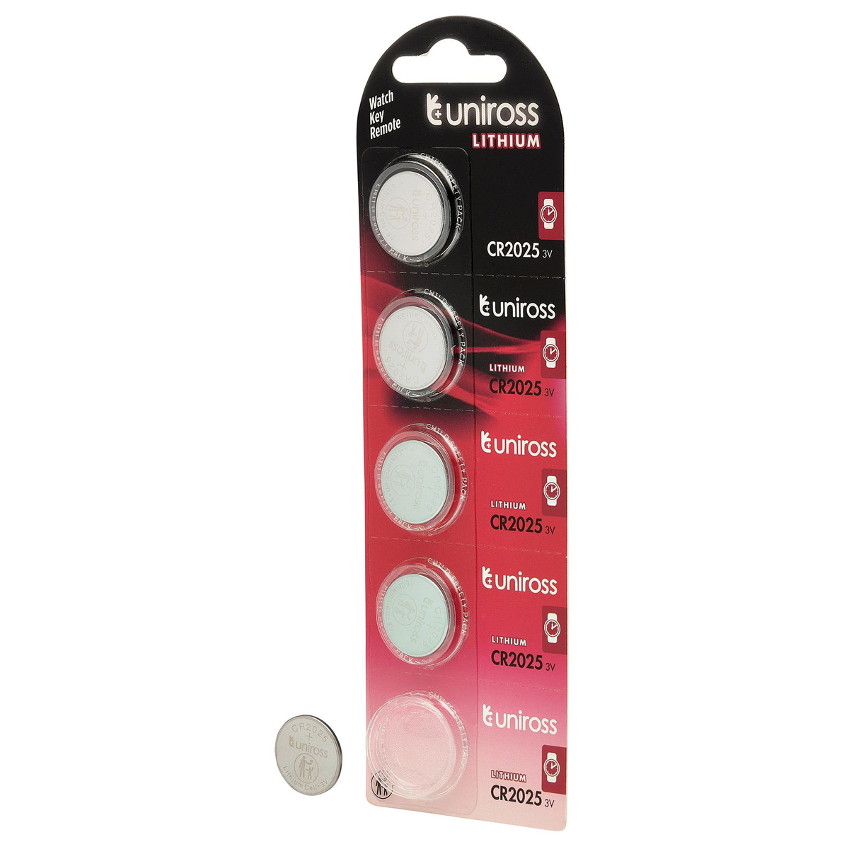 Draper 21599 Uniross CR2025 Lithium Coin Cell Batteries 5pk