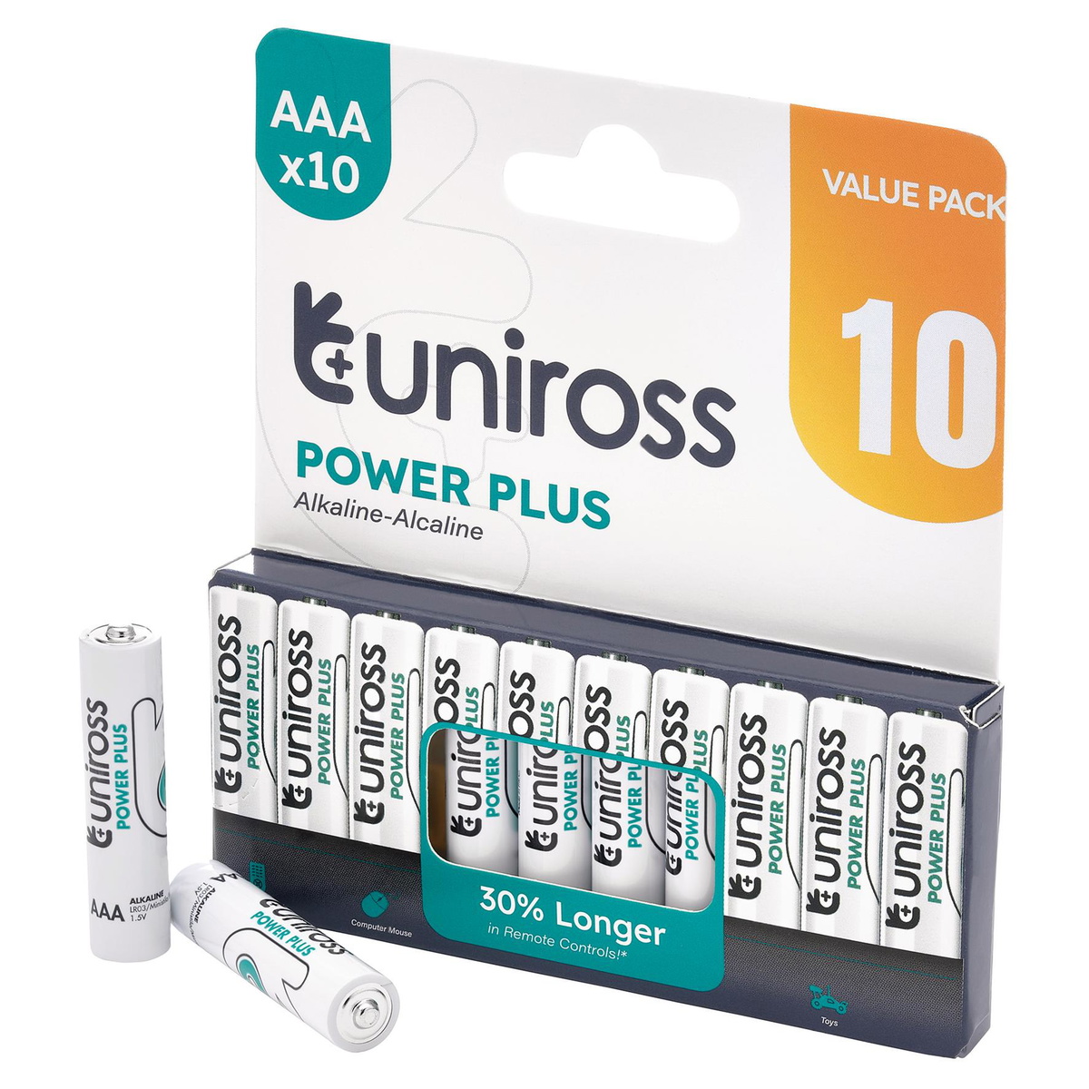 Draper 21695 Uniross AAA Alkaline Batteries Pack of 10