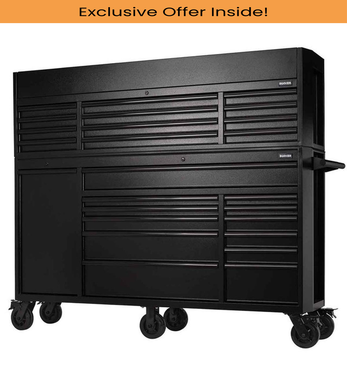 Draper 24253 Bunker 25 Drawer Combined Roller Cabinet and Tool Chest, 72", Black