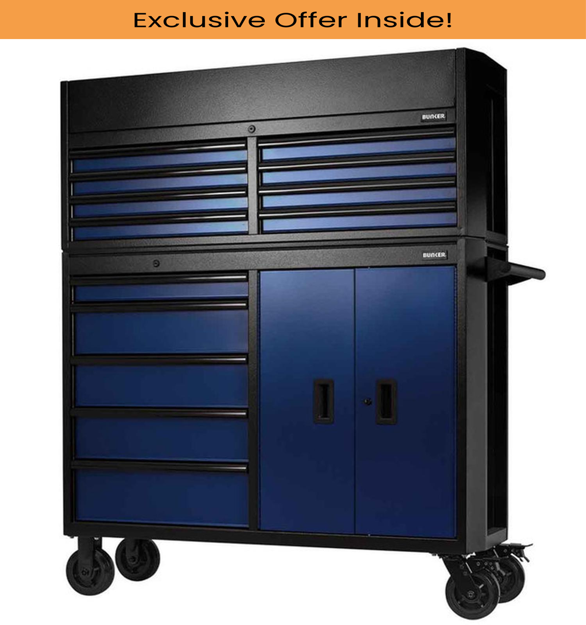 Draper 24254 Bunker 13 drawer combined roller cabinet and tool chest, 52 Blue