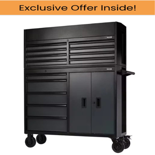 Draper 24256 Bunker 13 Drawer Combined Roller Cabinet and Tool Chest, 52",Grey