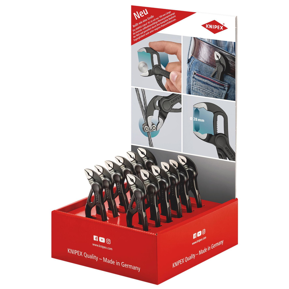 Draper 25003 KNIPEX Cobra XS Water Pump Pliers Display 12pc