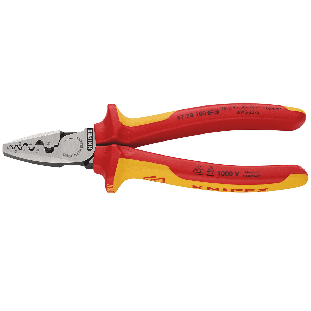 Draper 26914 KNIPEX 97 78 180 SB VDE Crimping Pliers 180mm
