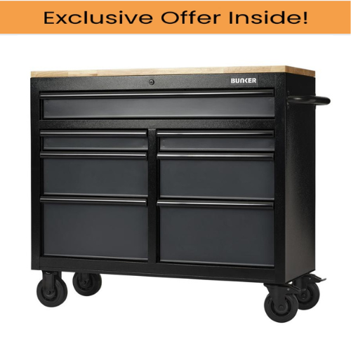 Draper 27207 BUNKER 7 Drawer Workbench Roller Tool Cabinet, 41