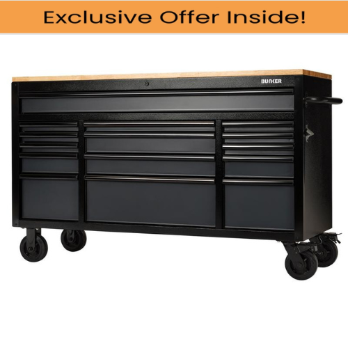 Draper 27225 BUNKER 15 Drawer Workbench Roller Tool Cabinet, 61