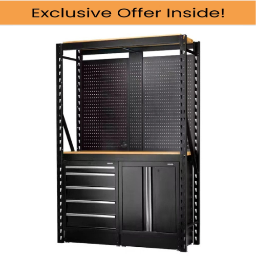 Draper 27912 BUNKER® 15 Piece Modular Storage Combo 2 Tier Racking For Hardwood Worktop, 1500mm