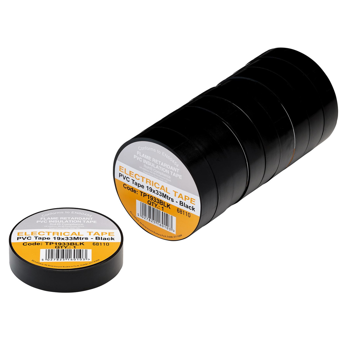 Draper 29496 Black PVC Electrical Insulation Tape 19mm x 33m 10pk