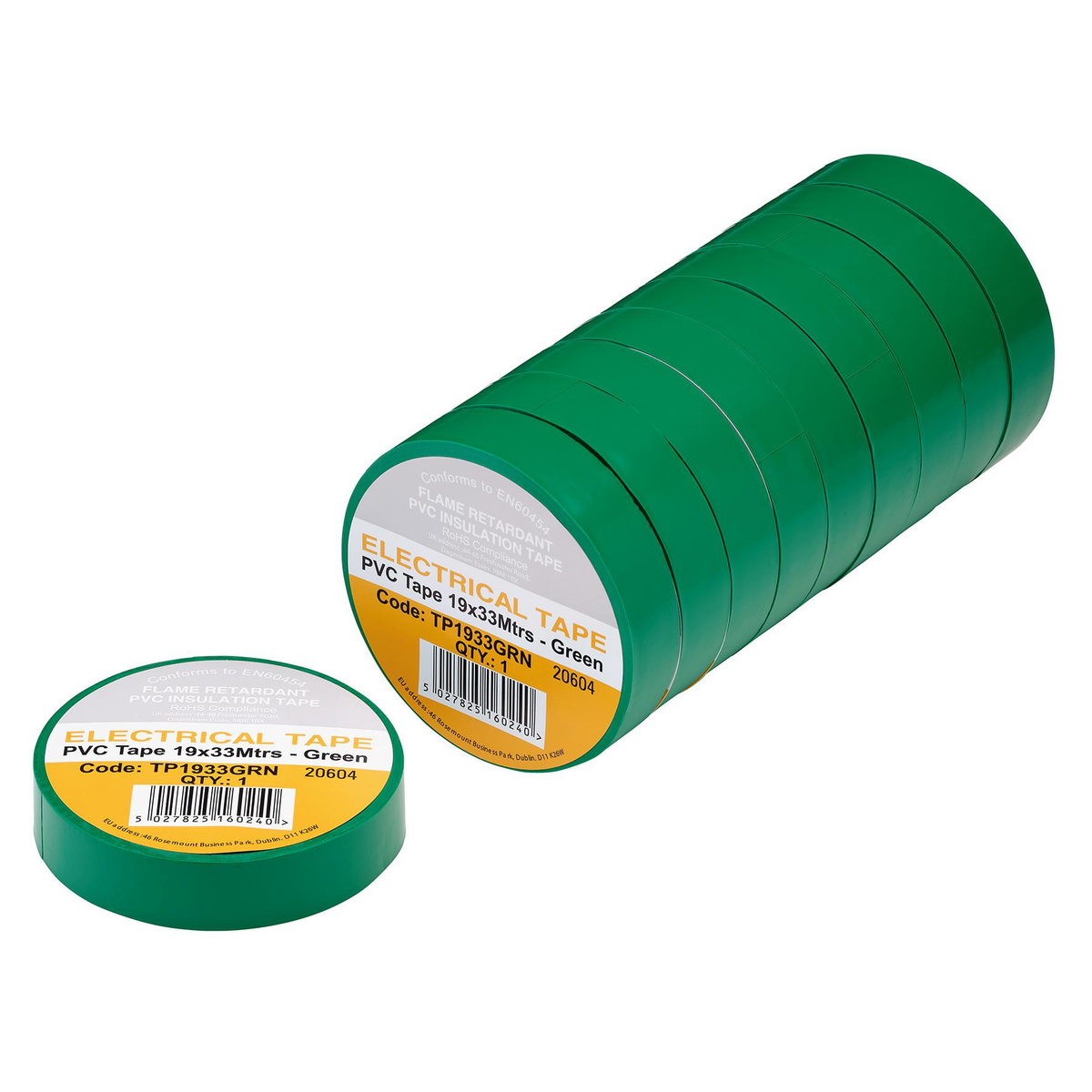 Draper 29499 Green PVC Electrical Insulation Tape 19mm x 33m 10pk