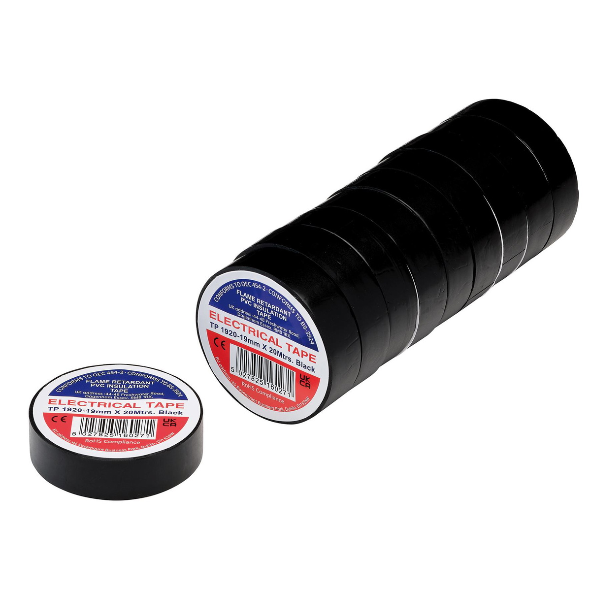 Draper 29505 Black PVC Electrical Insulation Tape 19mm x 20m 10pk