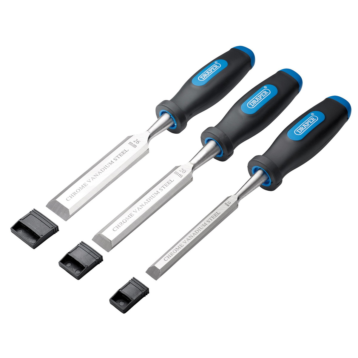 Draper 31306 Soft Grip Bevel Edge Wood Chisel Set 3 Piece