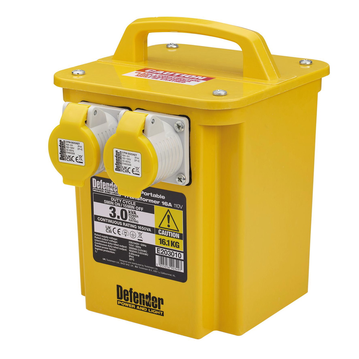 Draper 35022 Defender E203010 110V 3kVA Transformer 16A