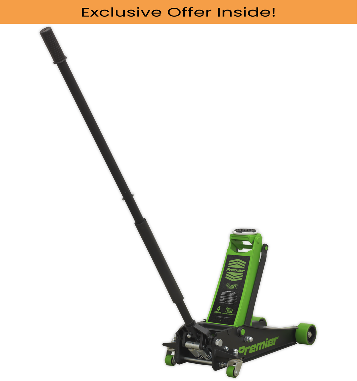 Sealey 4040AG Trolley Jack 4tonne Rocket Lift Green