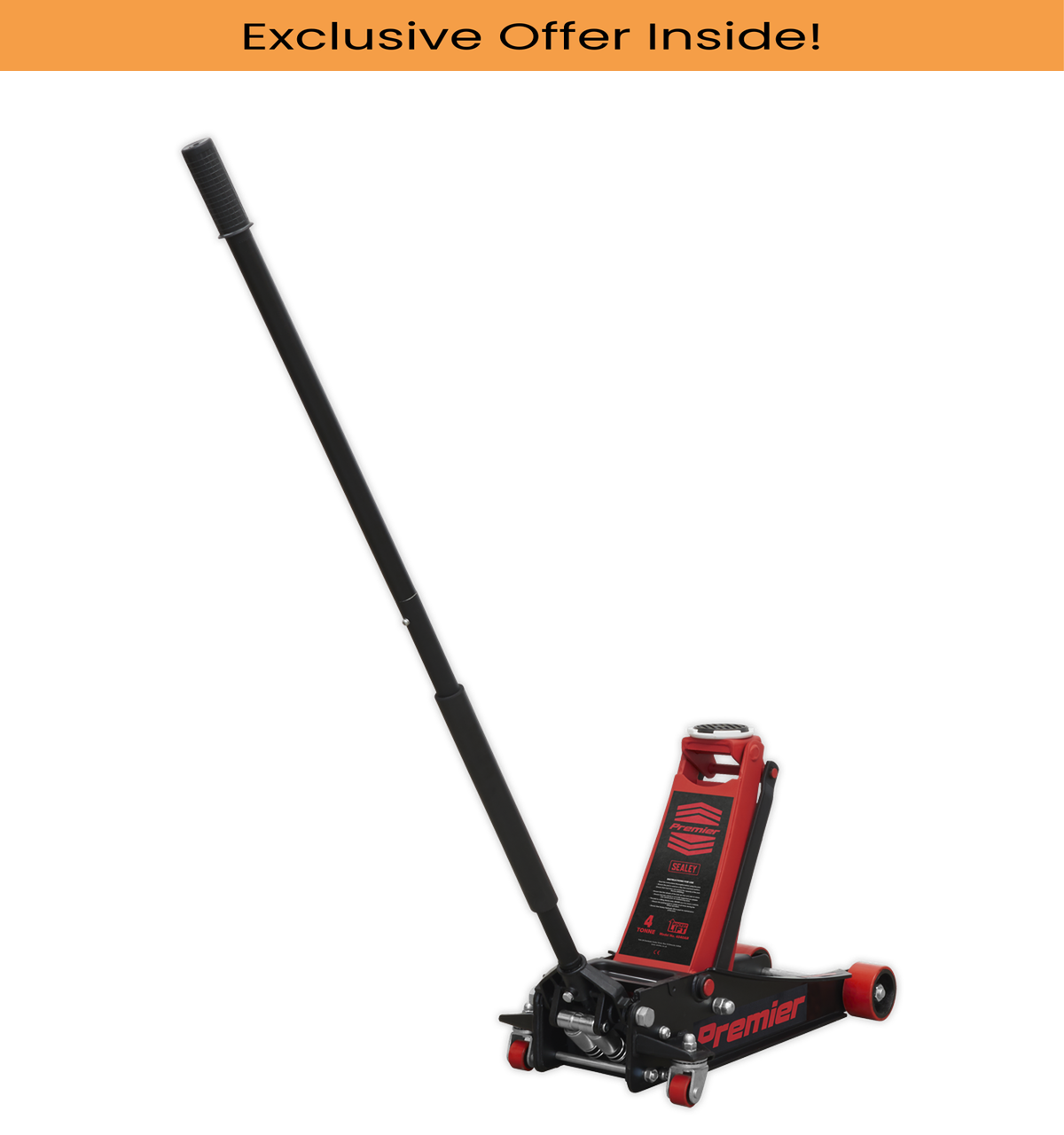 Sealey 4040AR Trolley Jack 4tonne Rocket Lift Red