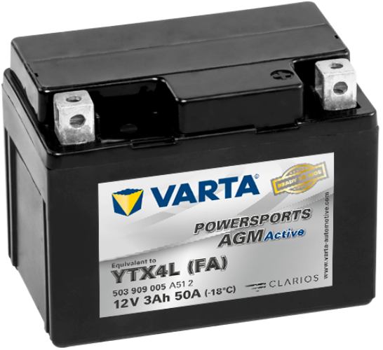 Varta - 503909005 - Powersports AGM Active Battery , 12V 3Ah 50A