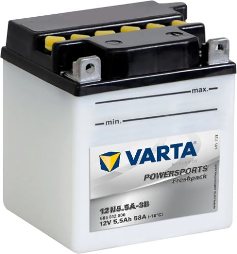 Varta - 506012006 - Powersports Battery , 12V 5.5Ah 58A