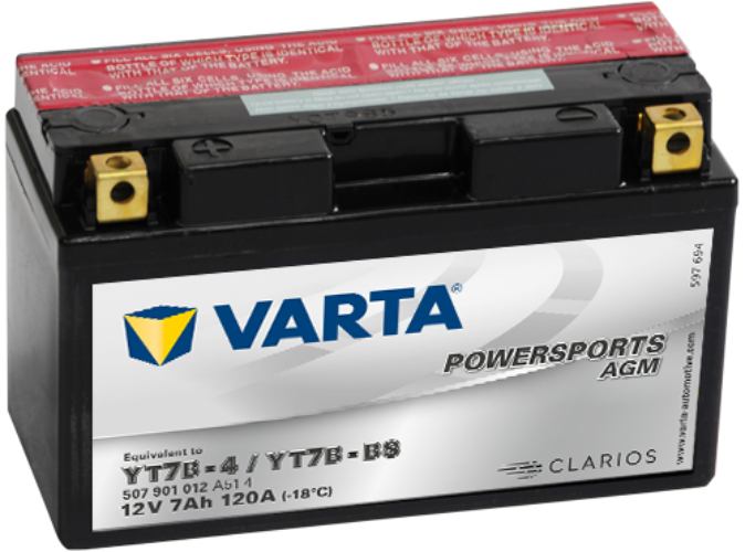 Varta - 507901012 - Powersports Battery , 12V 7Ah 120A