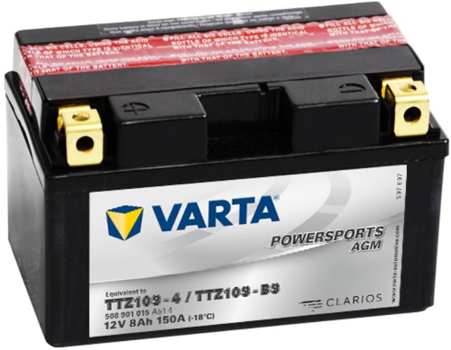 Varta - 508901015 - Powersports Battery , 12V 8Ah 150A