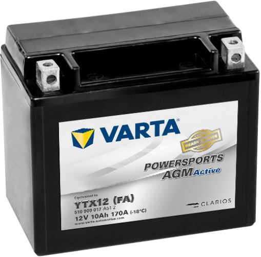 Varta - 510909017 - Powersports AGM Active Battery , 12V 10Ah 170A