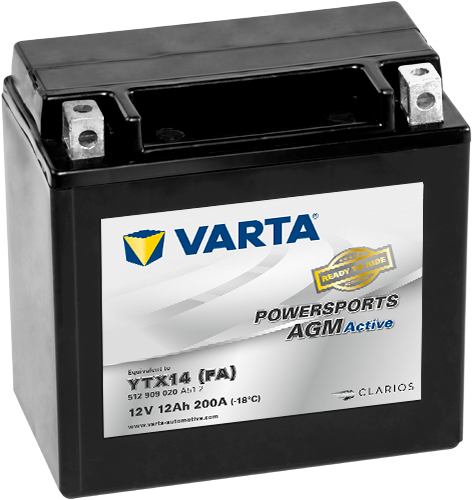 Varta - 512909020 - Powersports AGM Active Battery , 12V 12Ah 200A