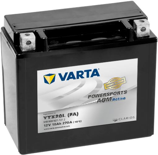 Varta - 518909027 - Powersports AGM Active Battery , 12V 18Ah 270A