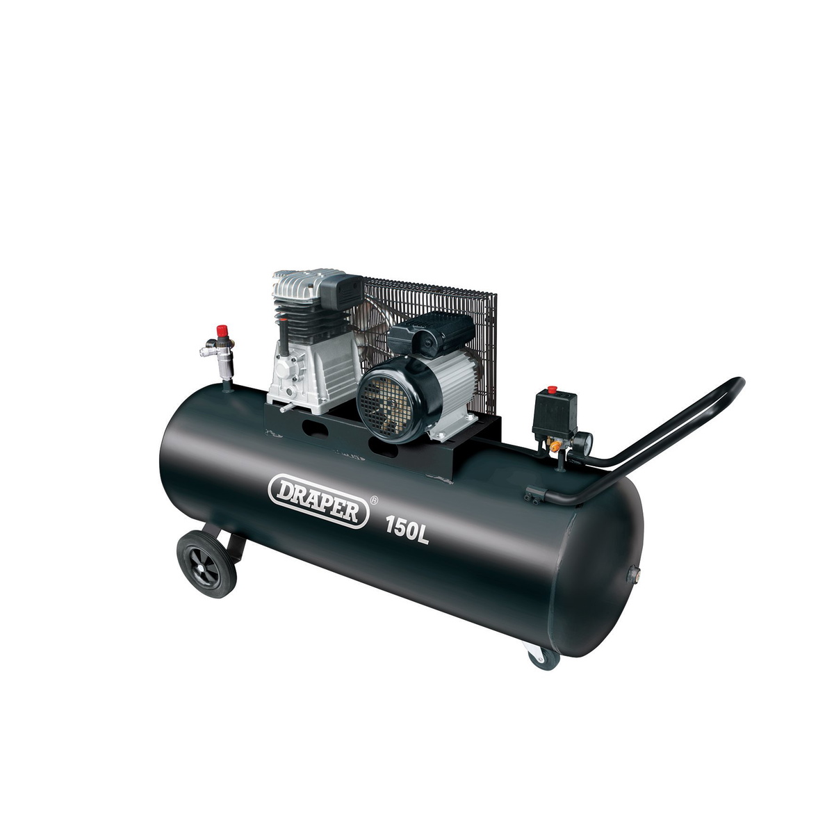 Draper 55305 WHEELED BELT-DRIVEN AIR COMPRESSOR, 150L, 2.2KW