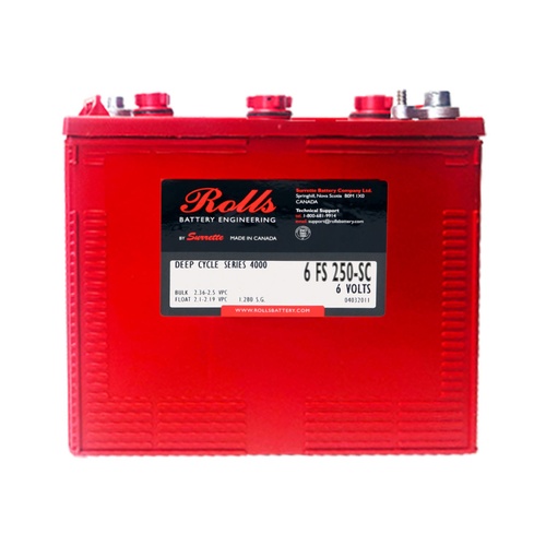 Rolls 6FS250-SC FS Series-6 Volt Battery 6V 281Ah, 1 Year Warranty