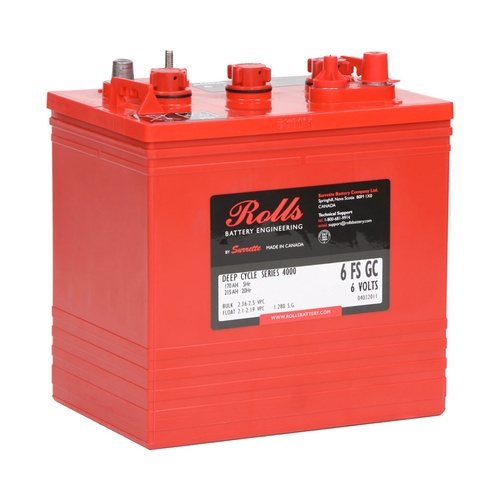 Rolls 6FSGC FS Series-6 Volt Battery 6V 215Ah, 1 Year Warranty