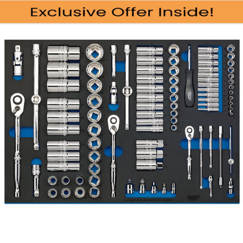 Draper 63539 Socket Set in Full Plus Drawer EVA Insert Tray, 1/4