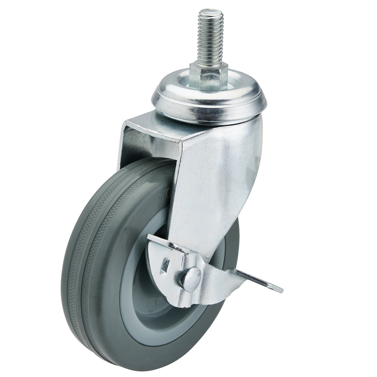 Draper 65481 Swivel Bolt Fixing Rubber Castor with Brake 100mm