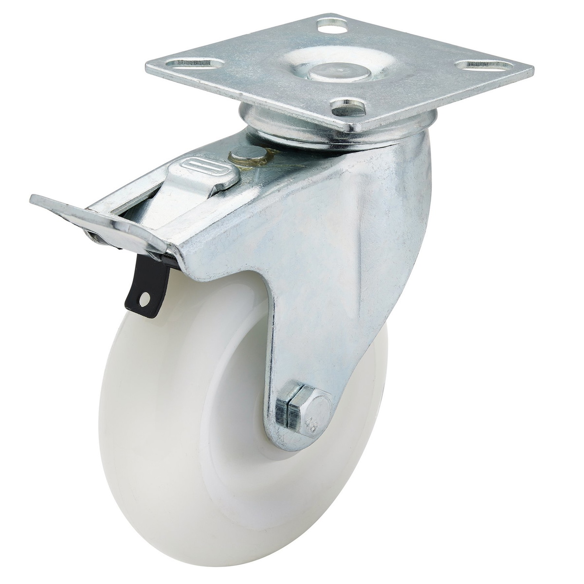 Draper 65504 Swivel Plate Nylon Wheel with Brake 100mm