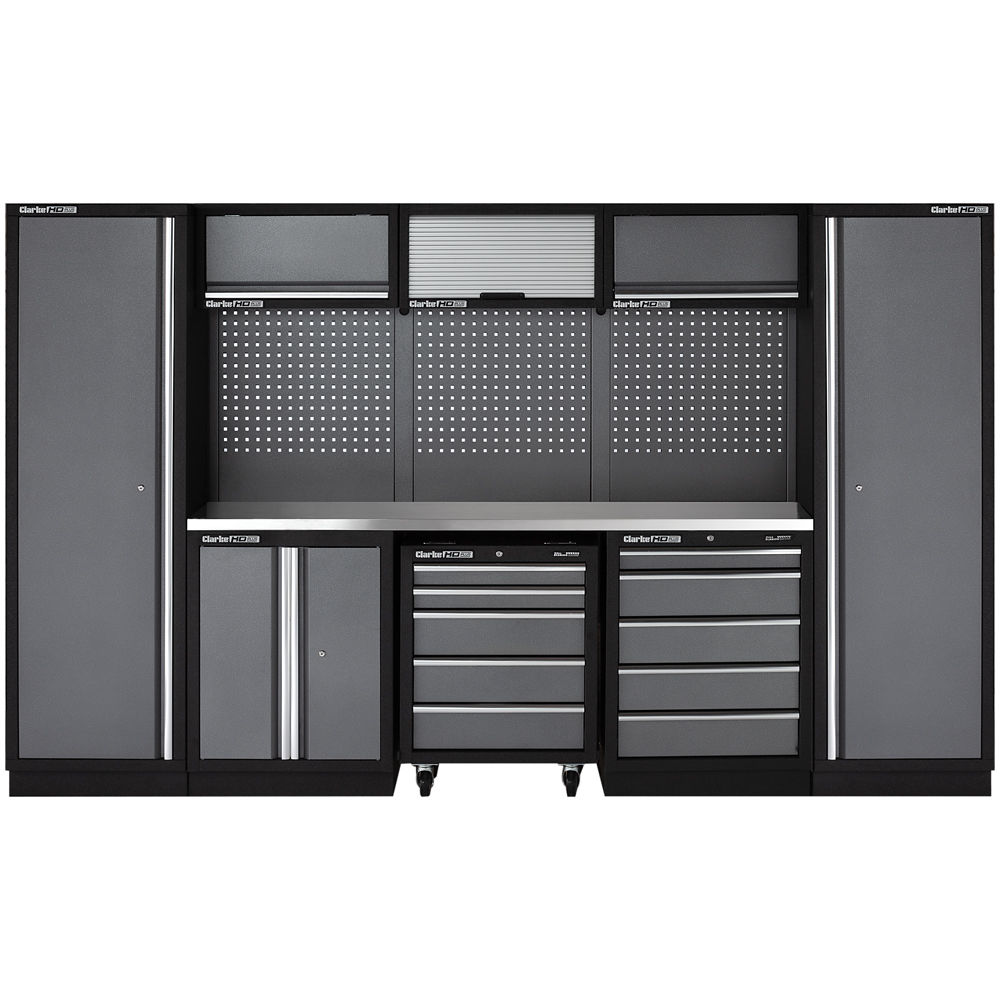Clarke COMBGSM03 Modular Storage System 16 Piece Package Stainless Steel Worktops