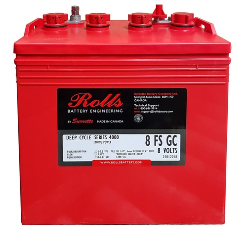 Rolls 8FSGC FS Series-8 Volt Battery 8V 155Ah, 1 Year Warranty