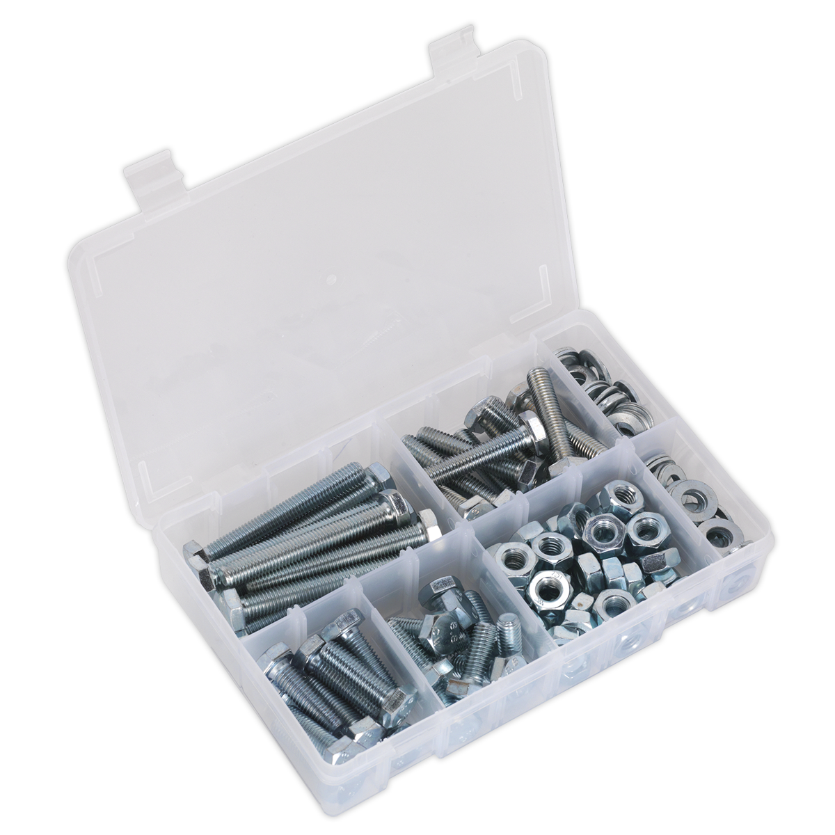 Sealey AB052SNW Setscrew, Nut & Washer Assortment 150pc High Tensile M10 Metric